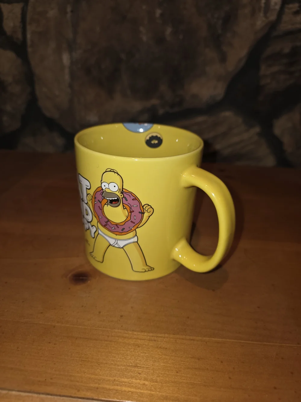 Homer Simpson Yellow Ceramic Coffee Mug - 'Eat and Be Happy'